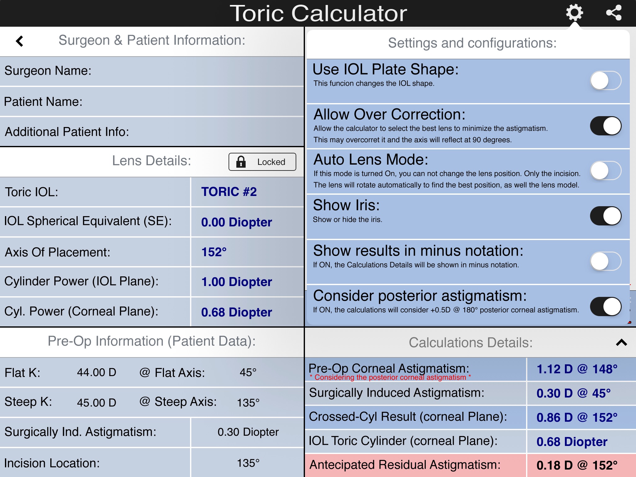 IOL Toric Calculator screenshot 4