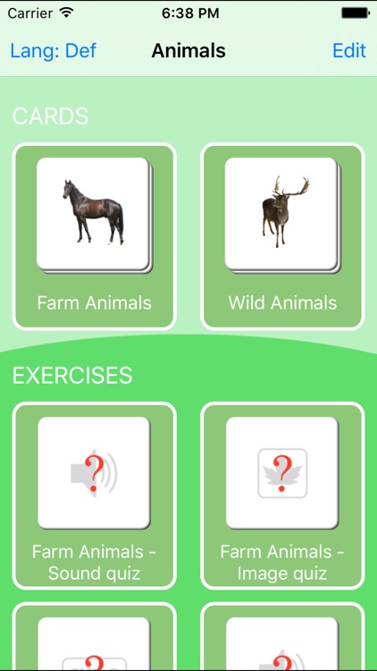 Animals Learning Cards