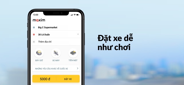 Maxim: Đặt xe và giao hàng