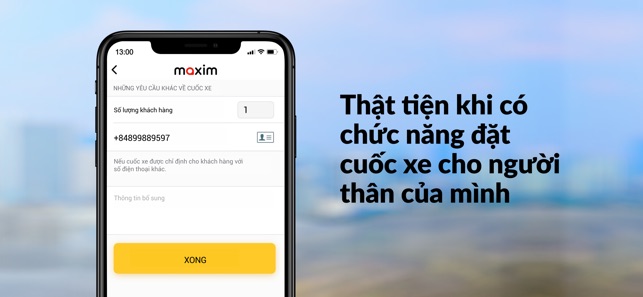 Maxim: Đặt xe và giao hàng