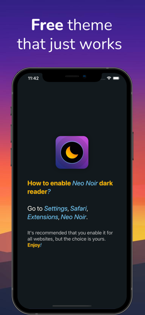 ‎Neo Noir - Екранна снимка на тъмен режим за Safari
