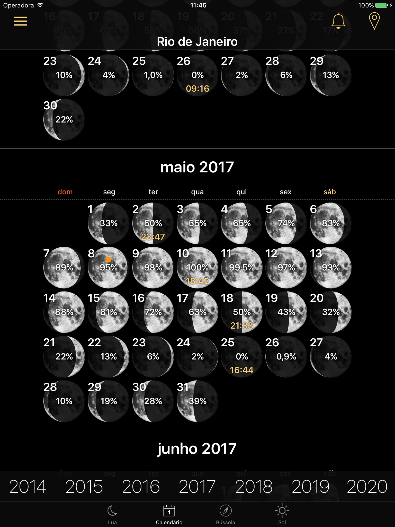 Moon Phases and Lunar Calendar screenshot 2