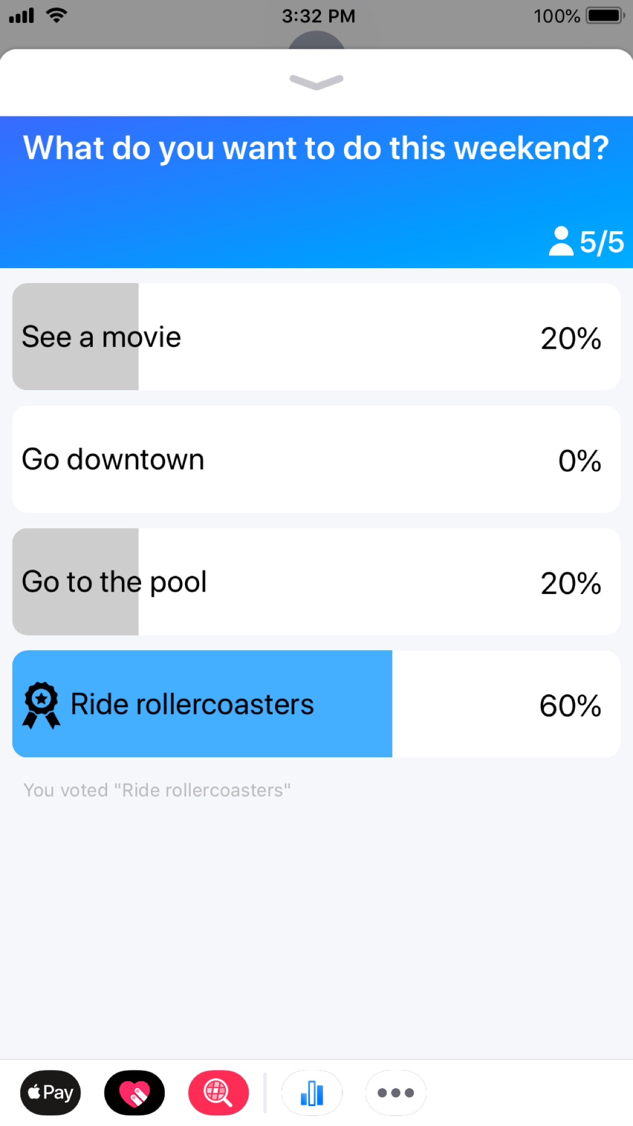 Screenshot do app Tally - Polls for iMessage