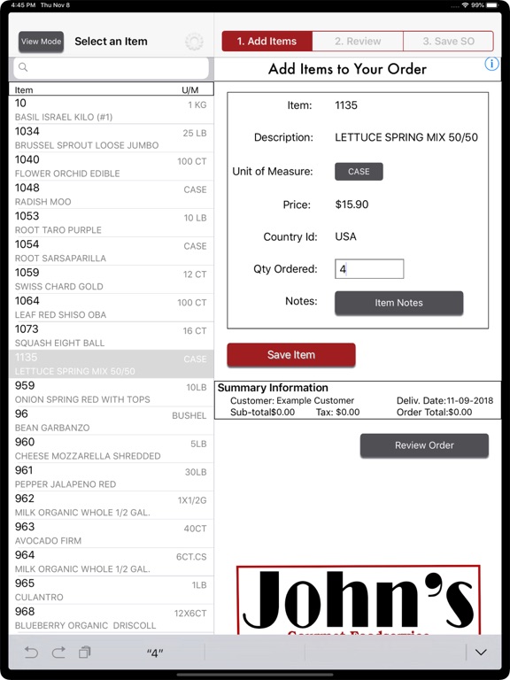 Johns Market Order Entry screenshot 3