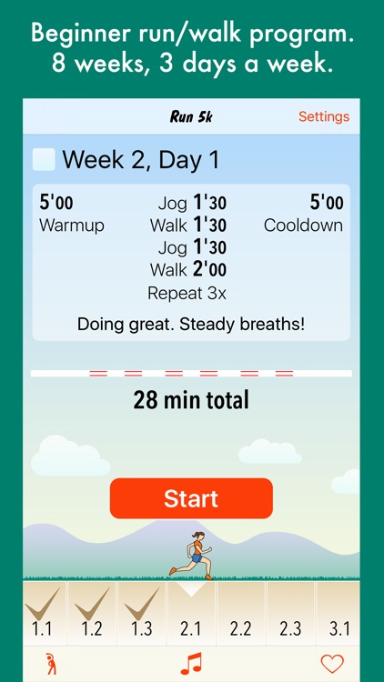 Run 5k - interval training program + stretches