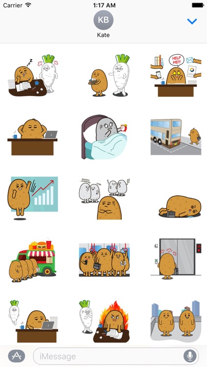 Animated Daily Office Working Of Potato Stickers