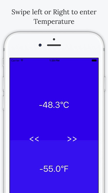 Unit converter for temperature: without typing