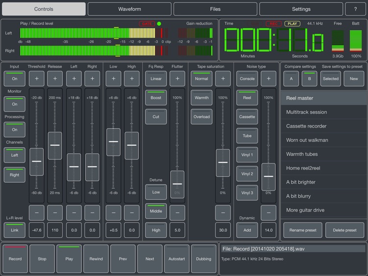 Master Record - Tape simulation recorder & effects