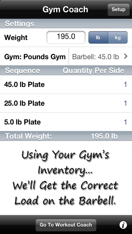 Gym Coach - Barbell Plate Loading Calculator