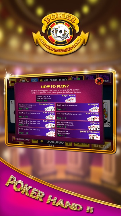 Video Poker Million Fortune Game