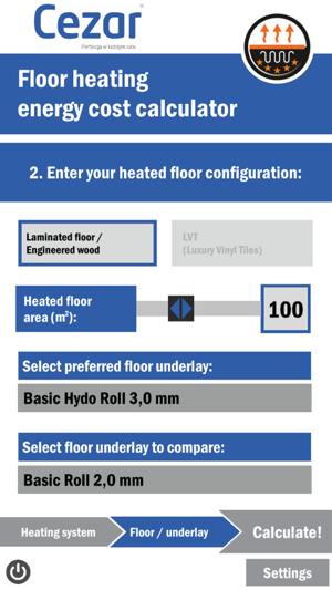 Floor heating calculator Cezar(圖2)-速報App