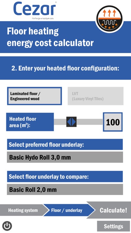 Floor Heating Calculator Cezar By Fairpacking
