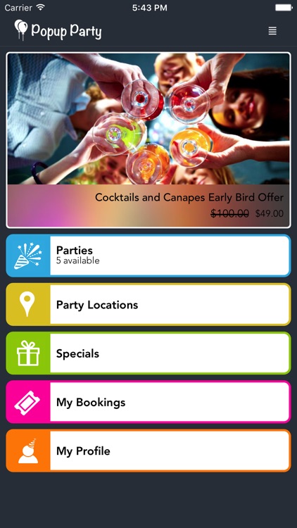 Pop Up Party App