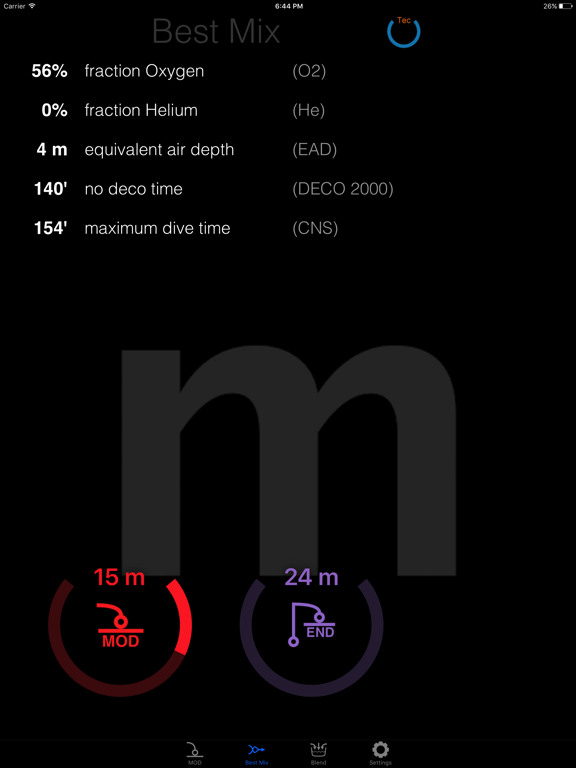 TrimixCalc screenshot 2