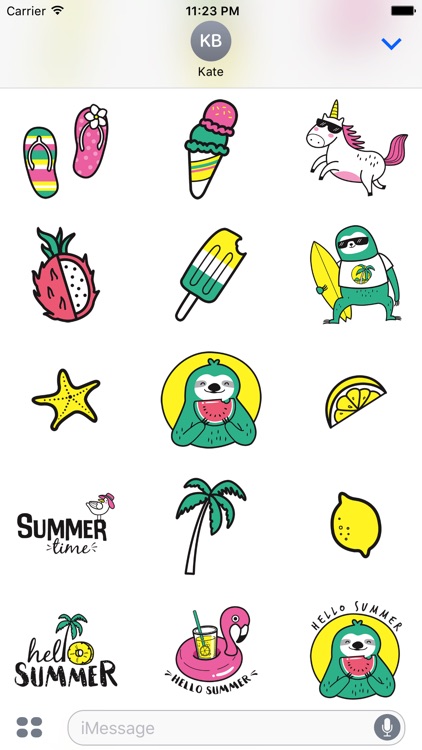 Adorable Summer Party Cat & Unicorn Stickers screenshot-3