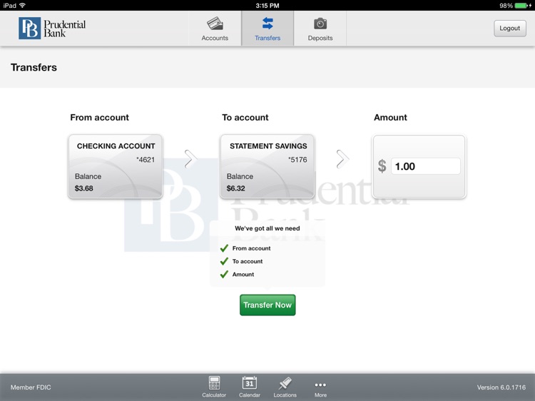 Prudential Bank Mobile for iPad screenshot-3