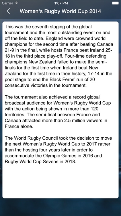Schedule of Women's Rugby World Cup 2017 screenshot-3