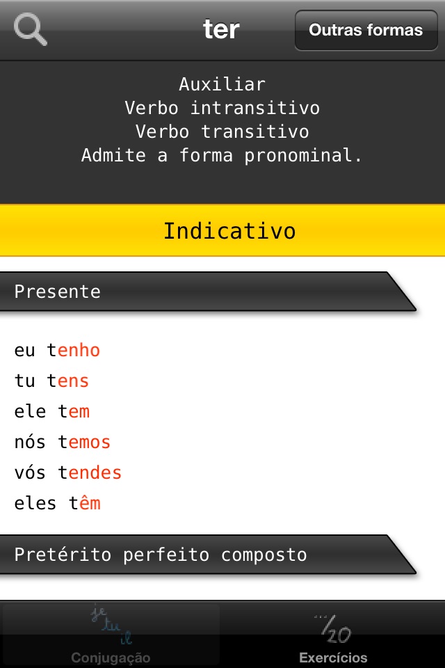 Conjugação verbos portugueses screenshot 3