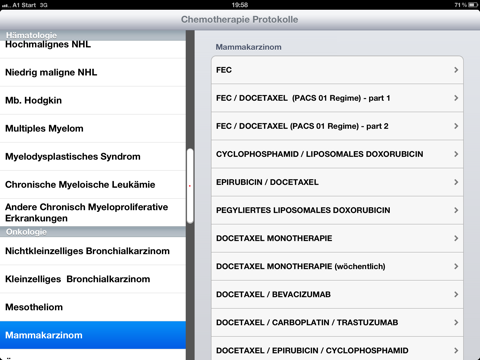Chemotherapy Protocols for iPad screenshot 3