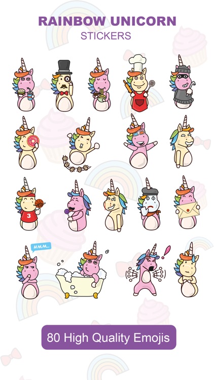 Rainbow Unicorn - 80 HD Keyboard Emojis & Stickers