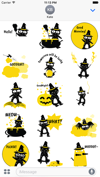 Animated Black Cat Witch Stickers Pack App Download ... - 392 x 696 png 148kB