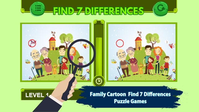 家庭卡通找到7差異遊戲