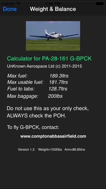 G-BPCK Weight and Balance