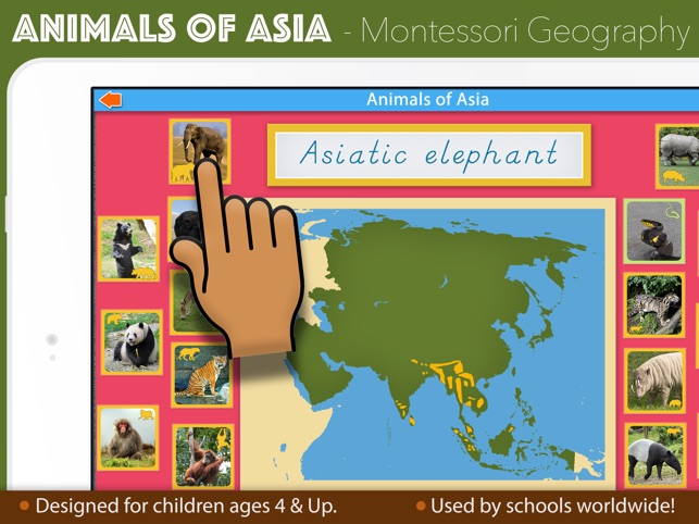 Animals of Asia - Montessori Geography For Kids(圖1)-速報App