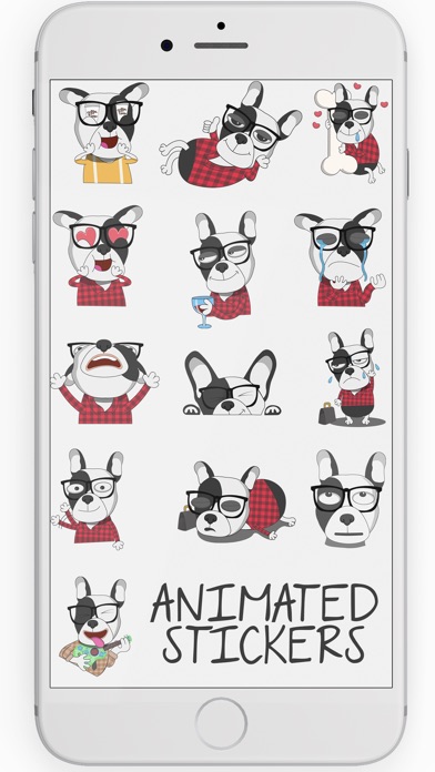 Hipster French bulldog sticker screenshot 3