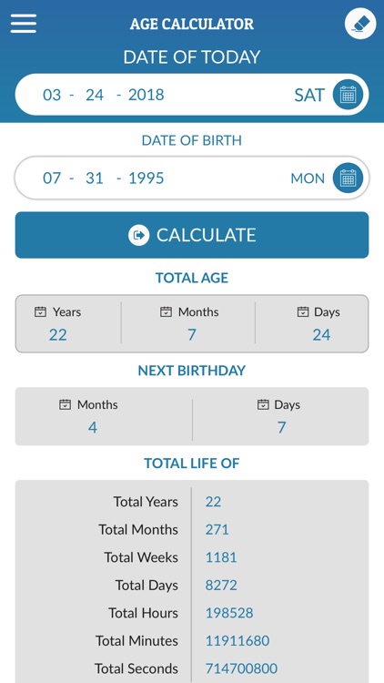 Age Calculator -Calculate Date