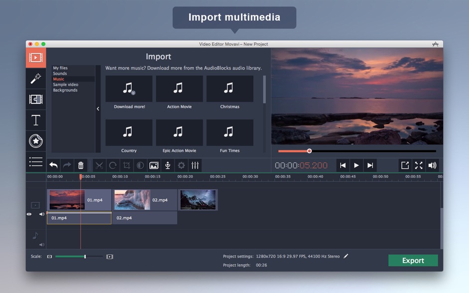 Movavi Video Editor Plus 5.4.0 A superfast streamlined app for easy video editing