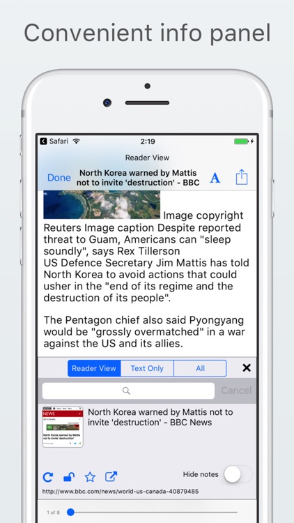 Web page text only reader