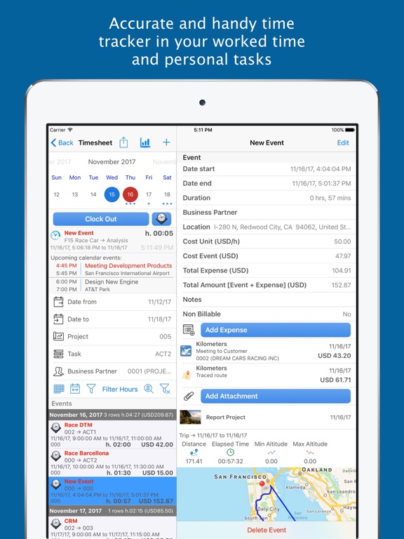 Screenshot #4 pour Hours, Time Tracker, Expense