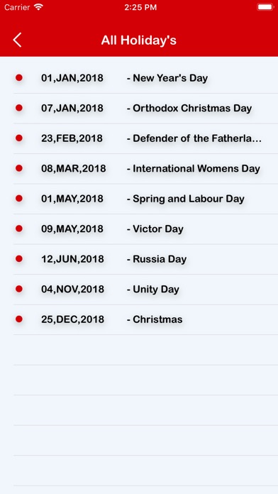 Russian Holiday Calendar 2018 screenshot 4