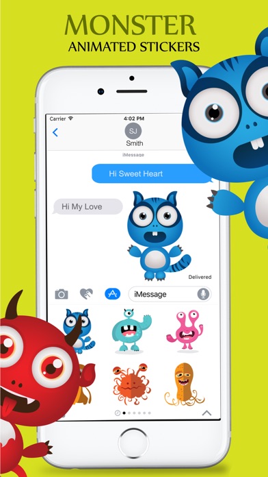 Animated Cute Monsters Stickers iMessage screenshot 2