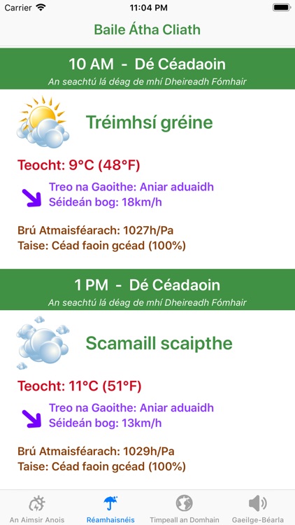 Aimsir - The Weather in Irish