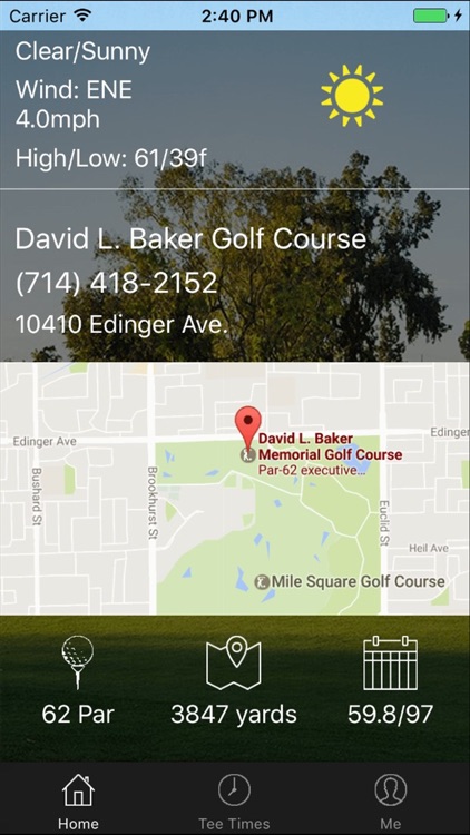 David L Baker Golf Tee Times