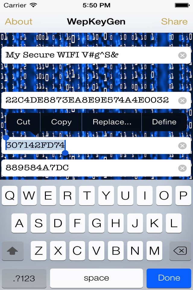 WEP keys for WiFi Passwords screenshot 4