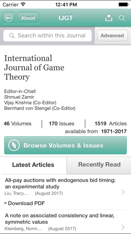 Int. Journal of Game Theory