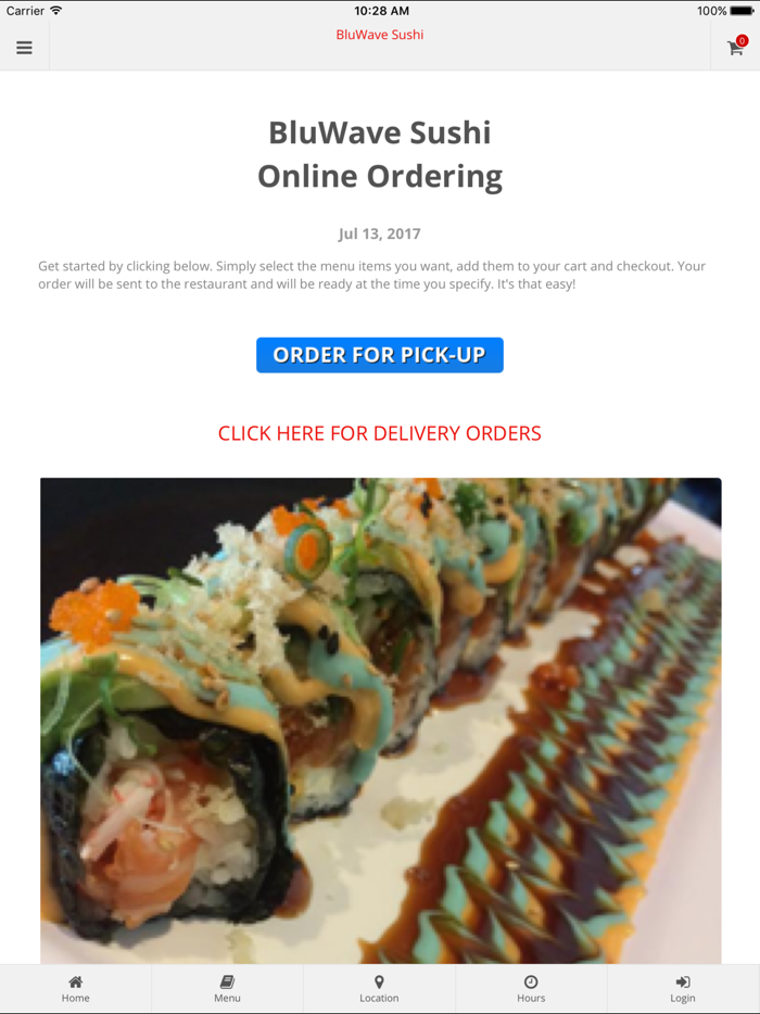 BluWave Sushi Online Ordering
