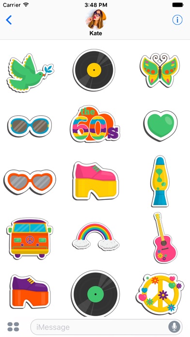 Vintage hippie stickers for message screenshot 3