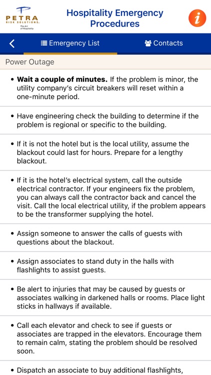 Emergency Charts In Hospitality