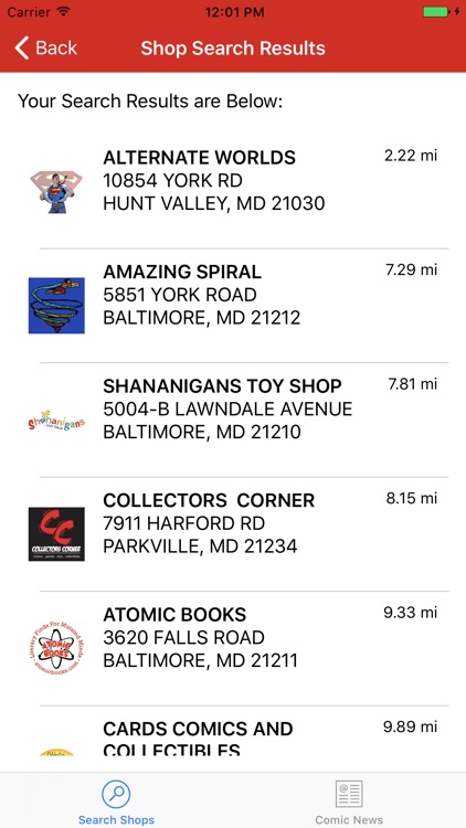 Comic Shop Locator