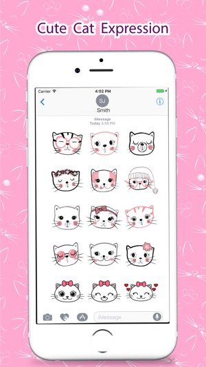 Cute Cat Pink Stickers Pack for iMessage(圖3)-速報App