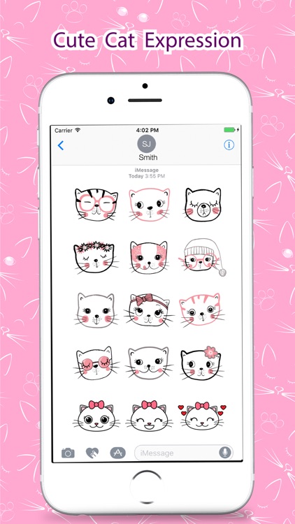 Cute Cat Pink Stickers Pack for iMessage