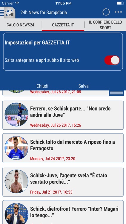 24h News for Sampdoria