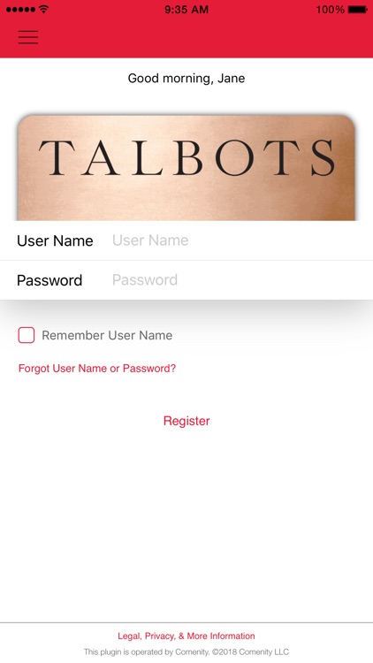 Talbots Credit Card App