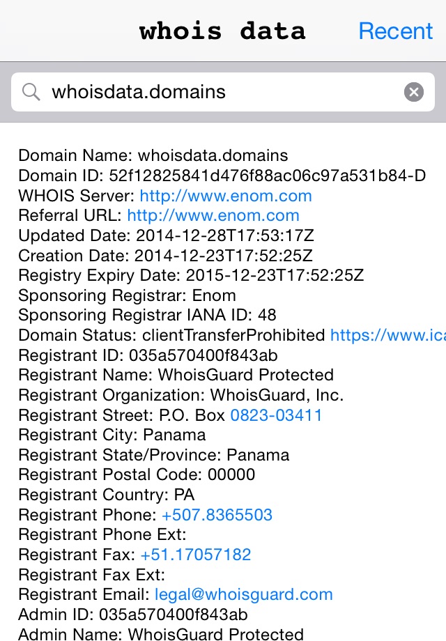 Whois Data screenshot 2