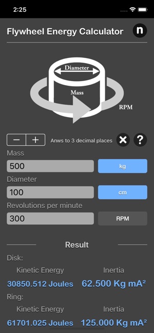 Flywheel Energy Calculator