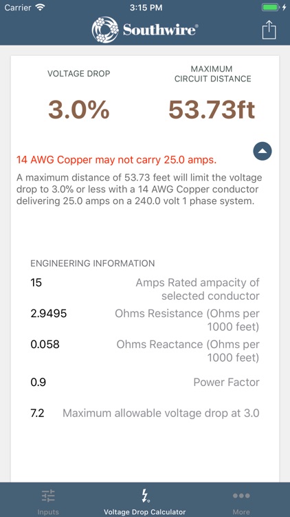 Southwire® Voltage Drop Calc screenshot-3